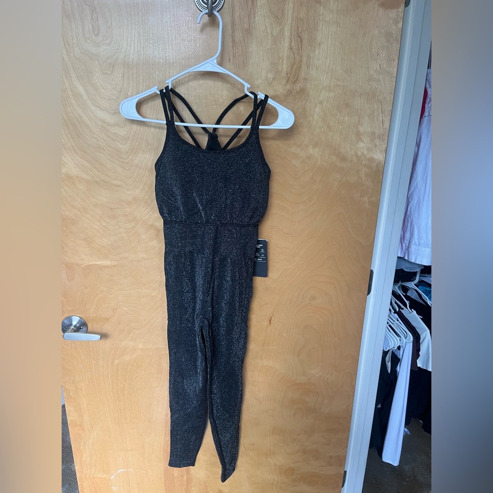 Fabletics Seamless Lurex Black Shimmer Jumpsuit